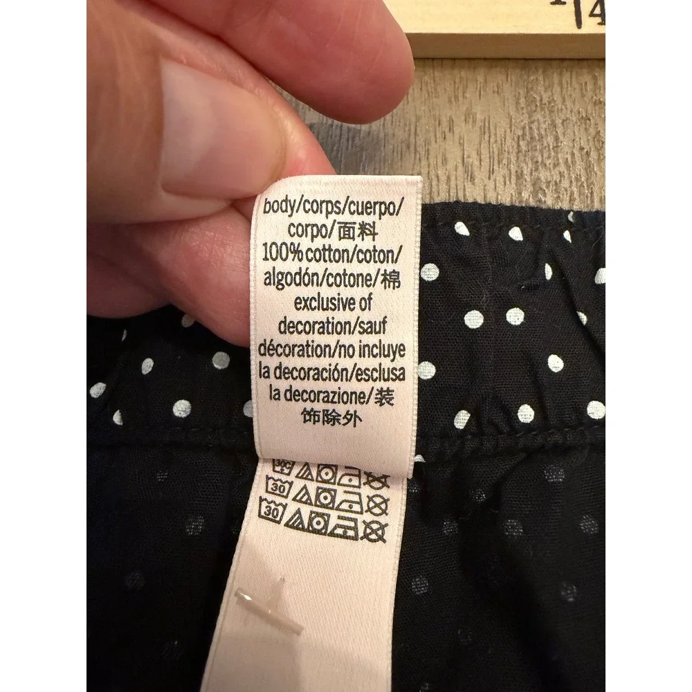 Victoria's Secret Pajama Pants Large Long Black White Polka Dot Cotton Lounge
